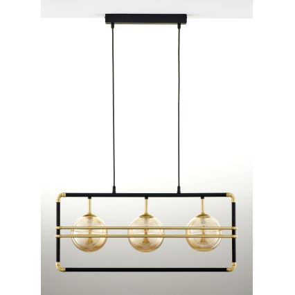 Jupiter 2027 -Κρεμαστό φωτιστικό οροφής FIORI 3xG9/10W/230V μαύρο/χρυσαφί/μπεζ