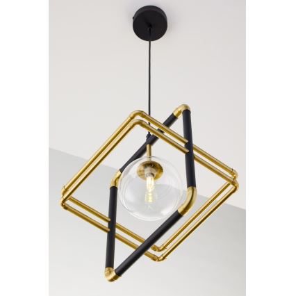 Jupiter 2028 - Κρεμαστό φωτιστικό οροφής FIORI 1xG9/10W/230V μαύρο/χρυσαφί/γυάλινο