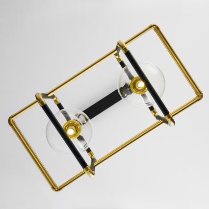 Jupiter 2029 - Κρεμαστό φωτιστικό οροφής FIORI 2xG9/10W/230V μαύρο/χρυσαφί/γυάλινο