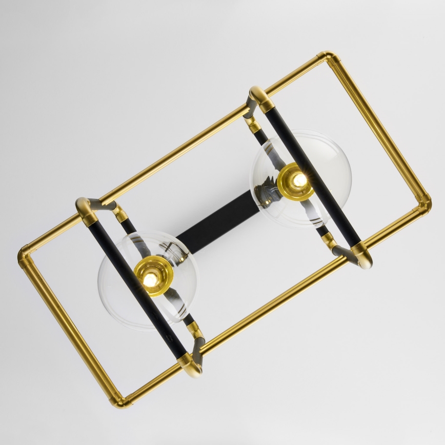 Jupiter 2029 - Κρεμαστό φωτιστικό οροφής FIORI 2xG9/10W/230V μαύρο/χρυσαφί/γυάλινο