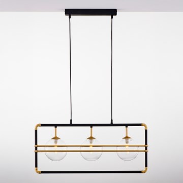 Jupiter 2030 - Κρεμαστό φωτιστικό οροφής FIORI 3xG9/10W/230V μαύρο/χρυσαφί/γυάλινο