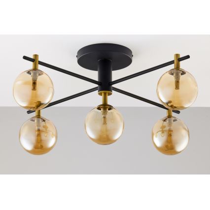 Jupiter 2032 - Πλαφονιέρα οροφής FIGARO 5xG9/10W/230V μαύρο/χρυσαφί/μπεζ