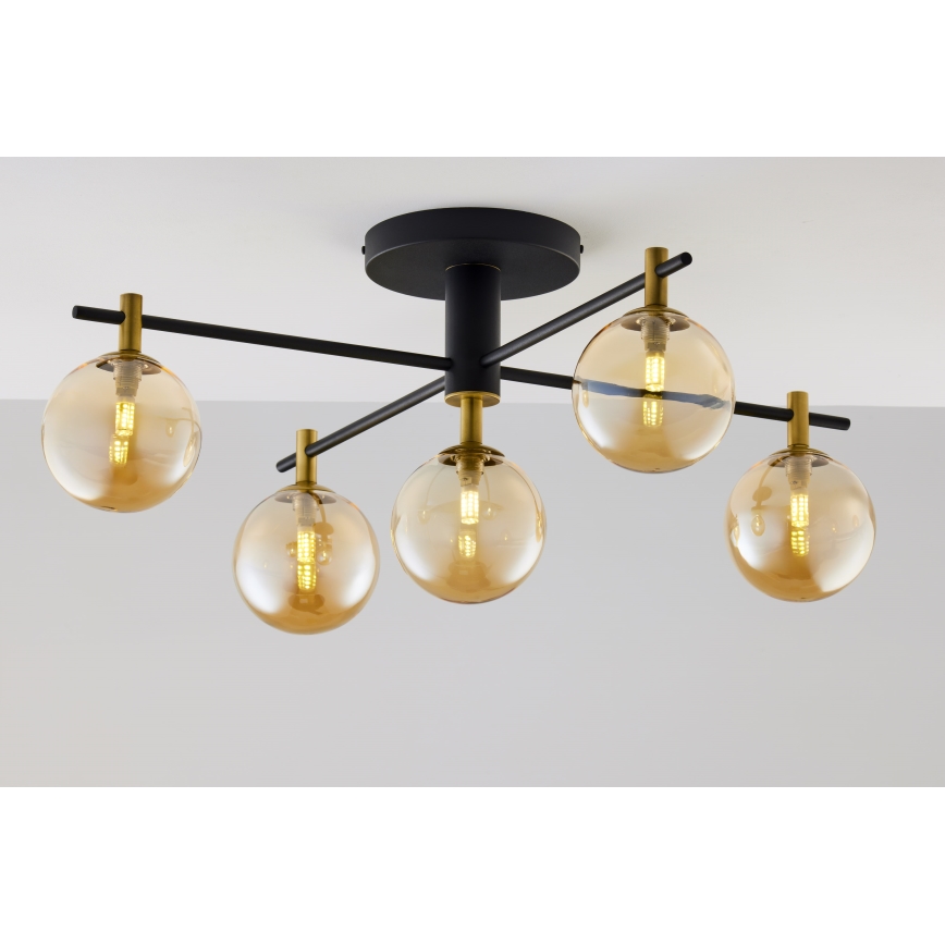 Jupiter 2032 - Πλαφονιέρα οροφής FIGARO 5xG9/10W/230V μαύρο/χρυσαφί/μπεζ