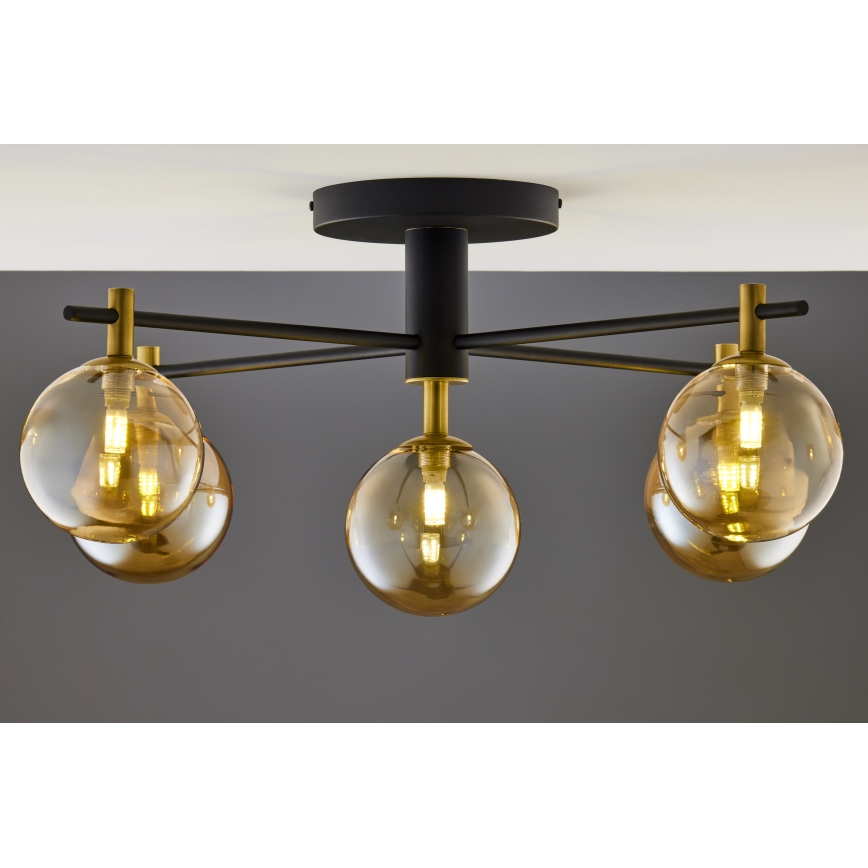 Jupiter 2032 - Πλαφονιέρα οροφής FIGARO 5xG9/10W/230V μαύρο/χρυσαφί/μπεζ