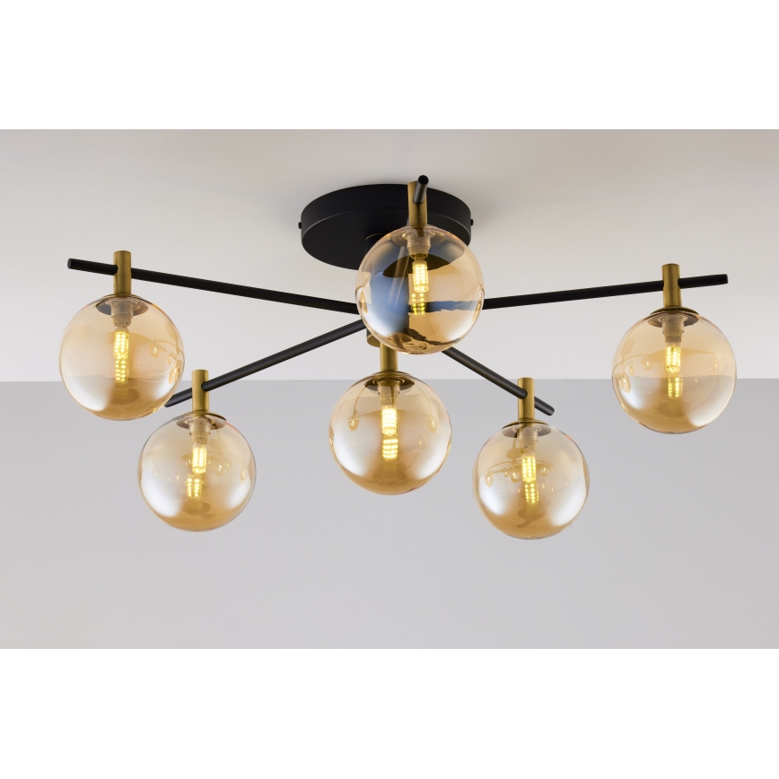Jupiter 2033 - Πλαφονιέρα οροφής FIGARO 6xG9/10W/230V μαύρο/χρυσαφί/μπεζ