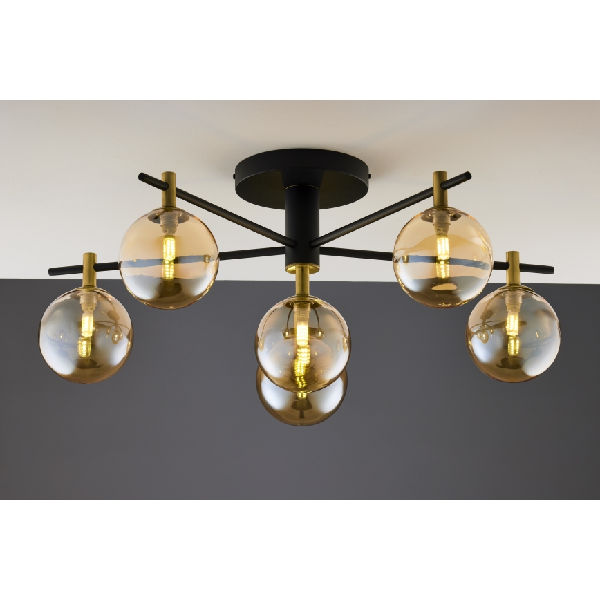 Jupiter 2033 - Πλαφονιέρα οροφής FIGARO 6xG9/10W/230V μαύρο/χρυσαφί/μπεζ
