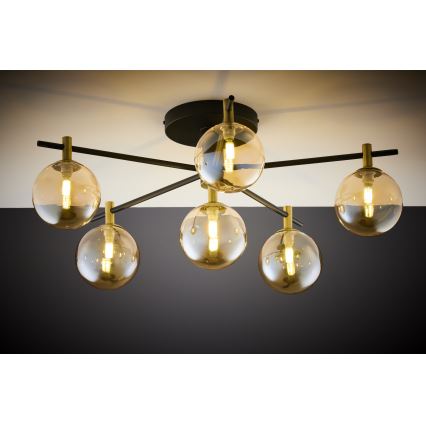 Jupiter 2033 - Πλαφονιέρα οροφής FIGARO 6xG9/10W/230V μαύρο/χρυσαφί/μπεζ