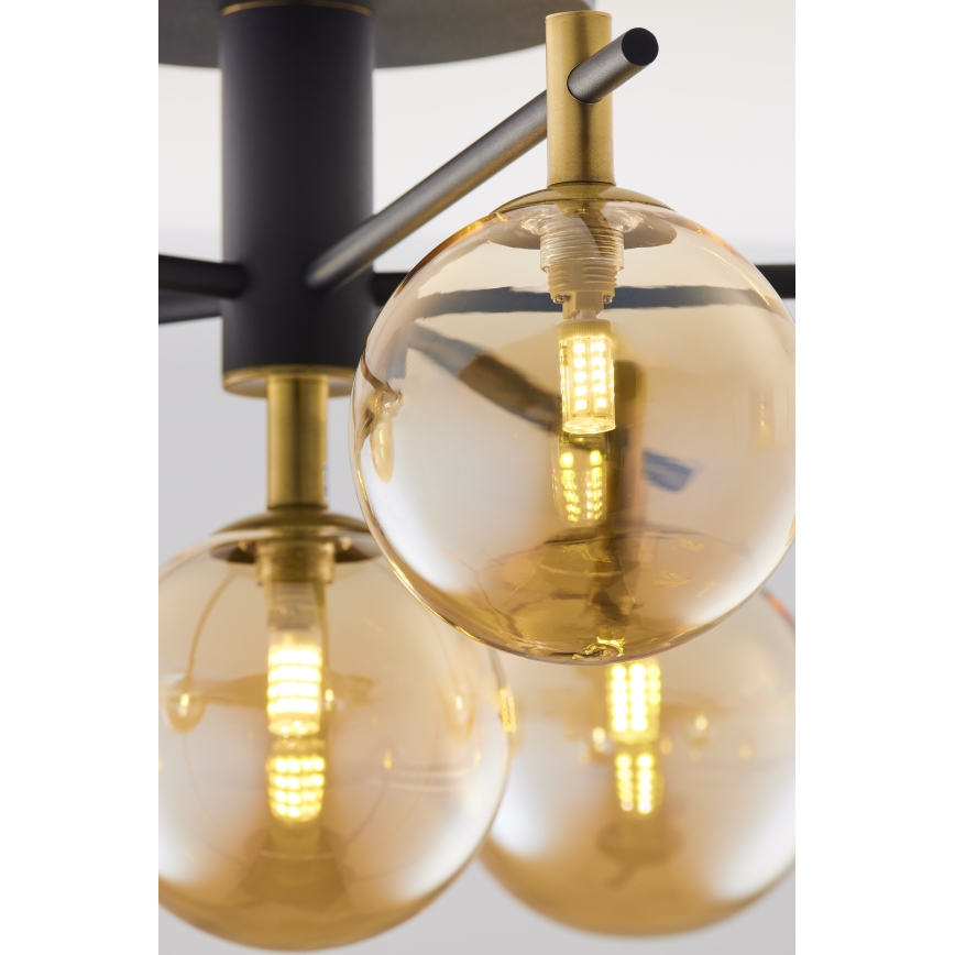 Jupiter 2033 - Πλαφονιέρα οροφής FIGARO 6xG9/10W/230V μαύρο/χρυσαφί/μπεζ