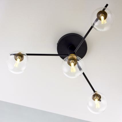 Jupiter 2034 - Πλαφονιέρα οροφής FIGARO 4xG9/10W/230V μαύρο/χρυσαφί/μπεζ/διαφανής
