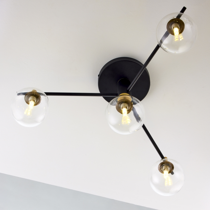 Jupiter 2034 - Πλαφονιέρα οροφής FIGARO 4xG9/10W/230V μαύρο/χρυσαφί/μπεζ/διαφανής