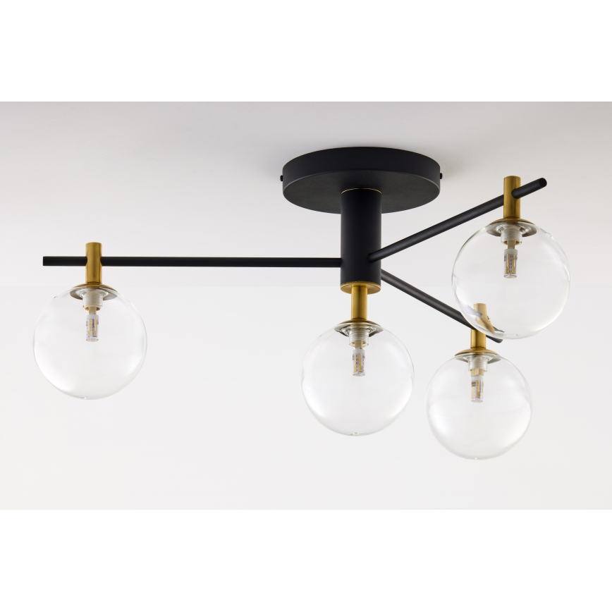 Jupiter 2034 - Πλαφονιέρα οροφής FIGARO 4xG9/10W/230V μαύρο/χρυσαφί/μπεζ/διαφανής