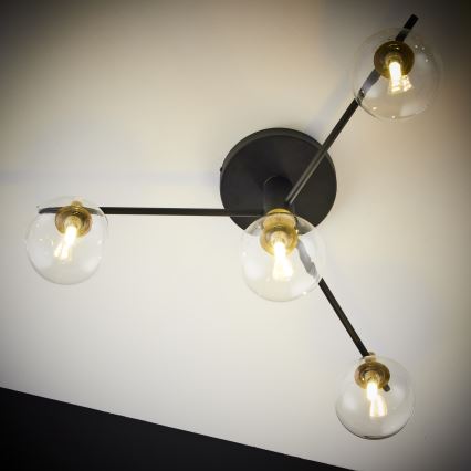 Jupiter 2034 - Πλαφονιέρα οροφής FIGARO 4xG9/10W/230V μαύρο/χρυσαφί/μπεζ/διαφανής