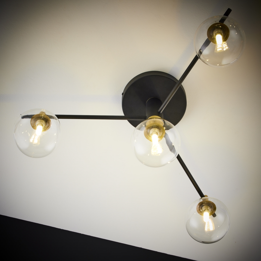 Jupiter 2034 - Πλαφονιέρα οροφής FIGARO 4xG9/10W/230V μαύρο/χρυσαφί/μπεζ/διαφανής