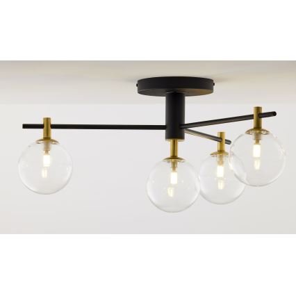Jupiter 2034 - Πλαφονιέρα οροφής FIGARO 4xG9/10W/230V μαύρο/χρυσαφί/μπεζ/διαφανής