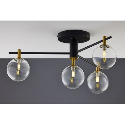 Jupiter 2034 - Πλαφονιέρα οροφής FIGARO 4xG9/10W/230V μαύρο/χρυσαφί/μπεζ/διαφανής