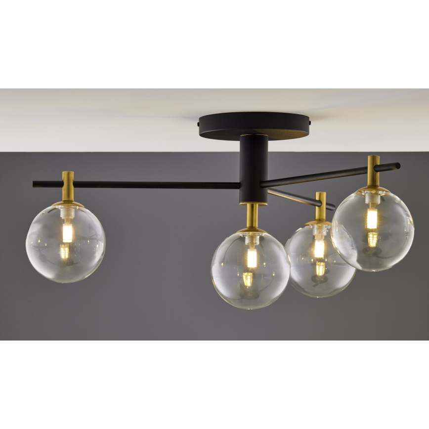 Jupiter 2034 - Πλαφονιέρα οροφής FIGARO 4xG9/10W/230V μαύρο/χρυσαφί/μπεζ/διαφανής
