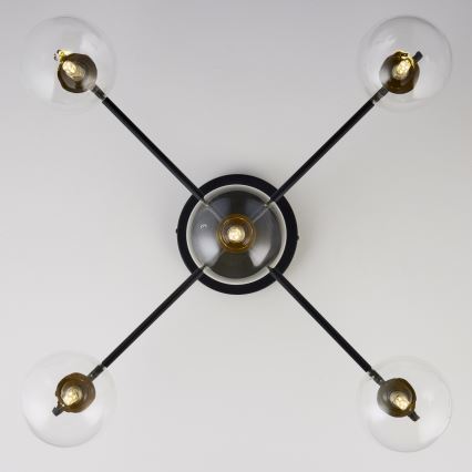 Jupiter 2035 - Πλαφονιέρα οροφής FIGARO 5xG9/10W/230V μαύρο/χρυσαφί/μπεζ/διαφανής