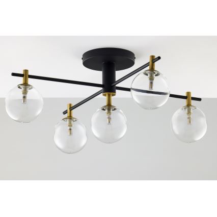 Jupiter 2035 - Πλαφονιέρα οροφής FIGARO 5xG9/10W/230V μαύρο/χρυσαφί/μπεζ/διαφανής