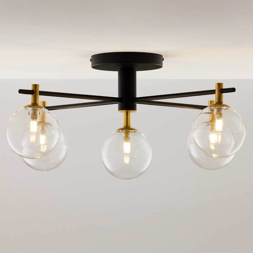 Jupiter 2035 - Πλαφονιέρα οροφής FIGARO 5xG9/10W/230V μαύρο/χρυσαφί/μπεζ/διαφανής