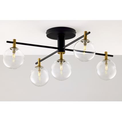 Jupiter 2035 - Πλαφονιέρα οροφής FIGARO 5xG9/10W/230V μαύρο/χρυσαφί/μπεζ/διαφανής