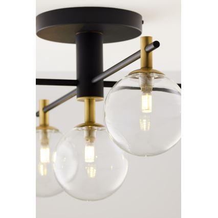 Jupiter 2035 - Πλαφονιέρα οροφής FIGARO 5xG9/10W/230V μαύρο/χρυσαφί/μπεζ/διαφανής