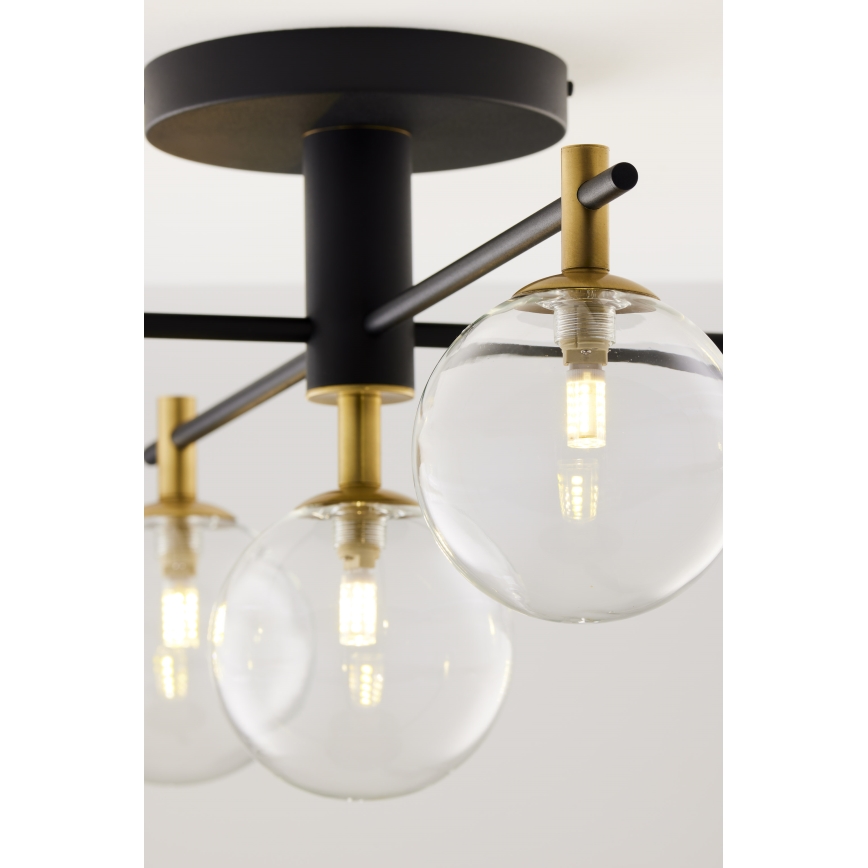 Jupiter 2035 - Πλαφονιέρα οροφής FIGARO 5xG9/10W/230V μαύρο/χρυσαφί/μπεζ/διαφανής