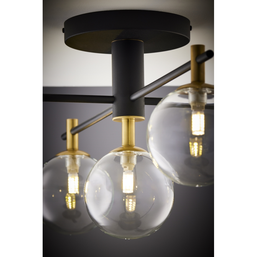 Jupiter 2035 - Πλαφονιέρα οροφής FIGARO 5xG9/10W/230V μαύρο/χρυσαφί/μπεζ/διαφανής