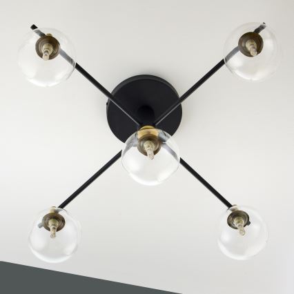 Jupiter 2035 - Πλαφονιέρα οροφής FIGARO 5xG9/10W/230V μαύρο/χρυσαφί/μπεζ/διαφανής
