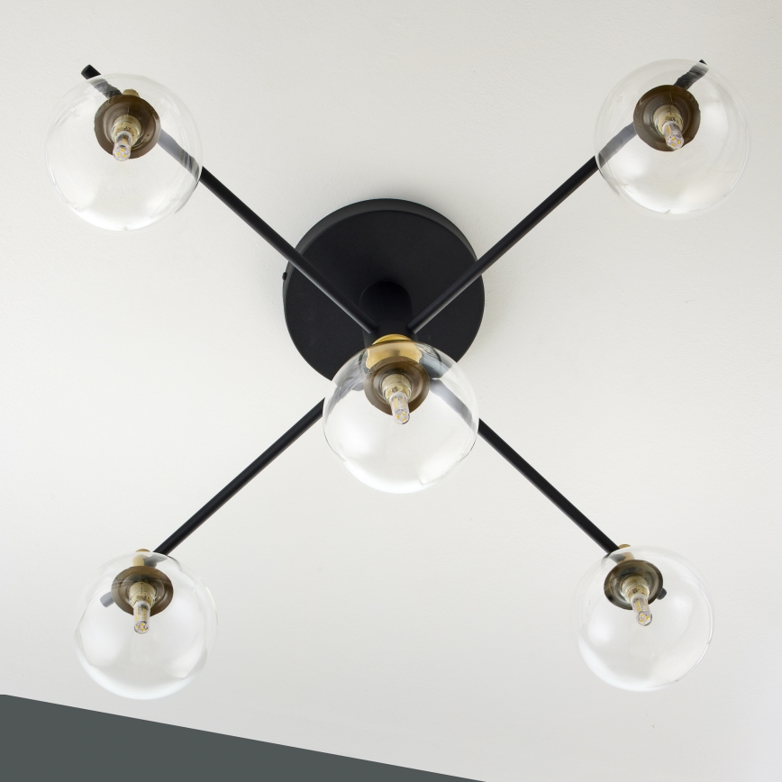 Jupiter 2035 - Πλαφονιέρα οροφής FIGARO 5xG9/10W/230V μαύρο/χρυσαφί/μπεζ/διαφανής