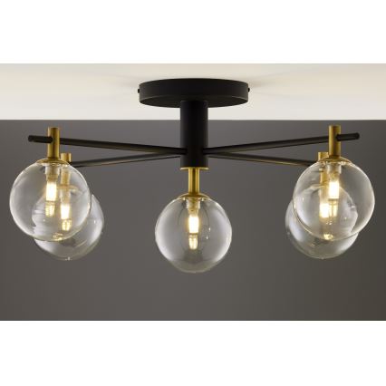 Jupiter 2035 - Πλαφονιέρα οροφής FIGARO 5xG9/10W/230V μαύρο/χρυσαφί/μπεζ/διαφανής