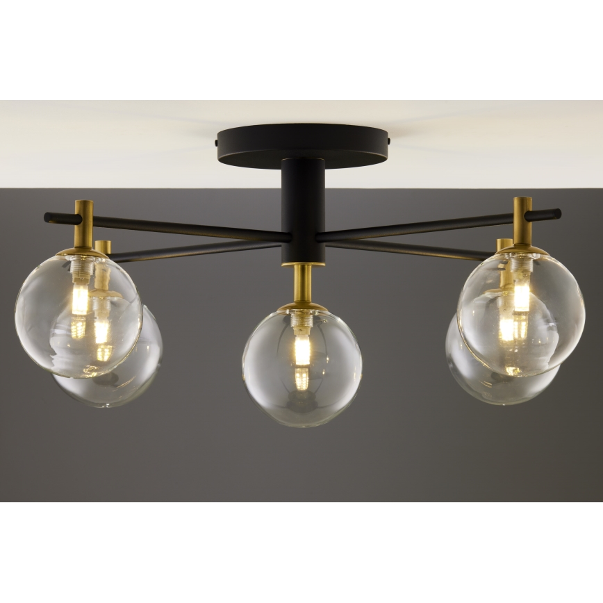 Jupiter 2035 - Πλαφονιέρα οροφής FIGARO 5xG9/10W/230V μαύρο/χρυσαφί/μπεζ/διαφανής