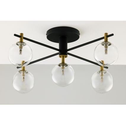 Jupiter 2035 - Πλαφονιέρα οροφής FIGARO 5xG9/10W/230V μαύρο/χρυσαφί/μπεζ/διαφανής