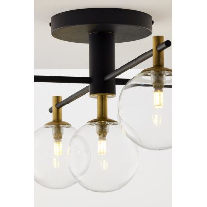 Jupiter 2035 - Πλαφονιέρα οροφής FIGARO 5xG9/10W/230V μαύρο/χρυσαφί/μπεζ/διαφανής