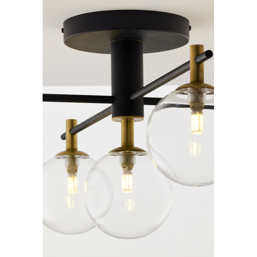 Jupiter 2035 - Πλαφονιέρα οροφής FIGARO 5xG9/10W/230V μαύρο/χρυσαφί/μπεζ/διαφανής