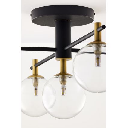 Jupiter 2035 - Πλαφονιέρα οροφής FIGARO 5xG9/10W/230V μαύρο/χρυσαφί/μπεζ/διαφανής