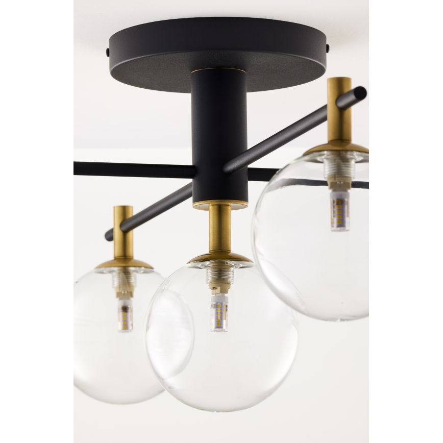 Jupiter 2035 - Πλαφονιέρα οροφής FIGARO 5xG9/10W/230V μαύρο/χρυσαφί/μπεζ/διαφανής