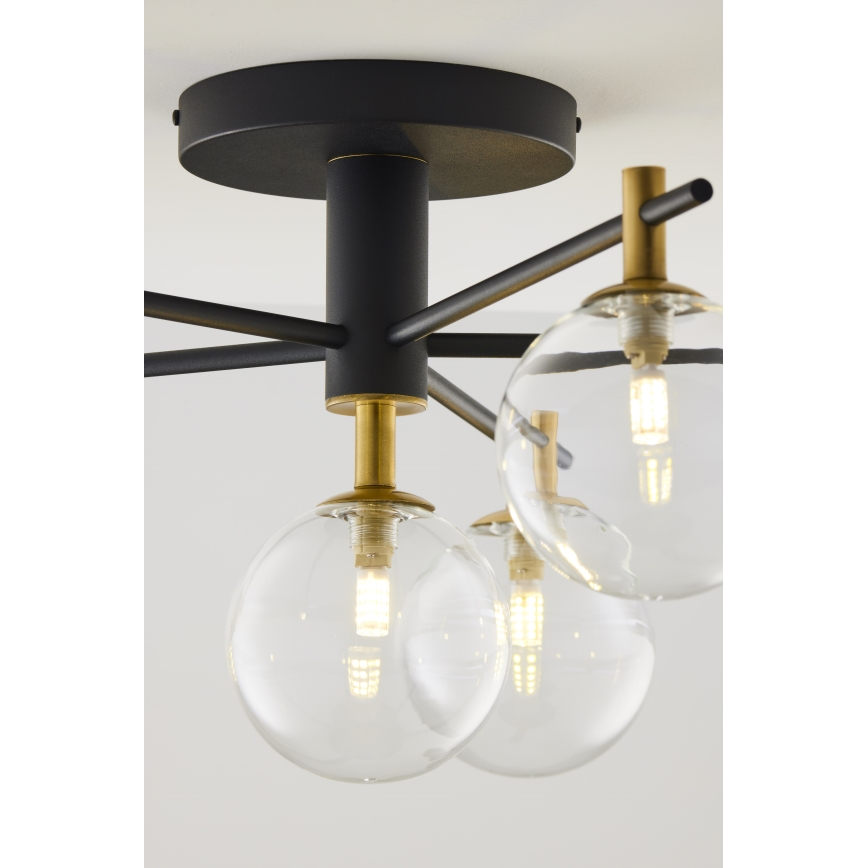 Jupiter 2036 - Πλαφονιέρα οροφής FIGARO 6xG9/10W/230V μαύρο/χρυσαφί/μπεζ/διαφανής