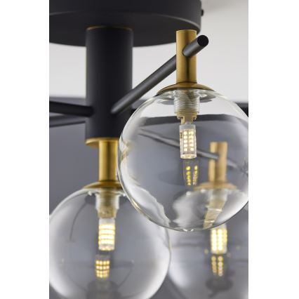 Jupiter 2036 - Πλαφονιέρα οροφής FIGARO 6xG9/10W/230V μαύρο/χρυσαφί/μπεζ/διαφανής