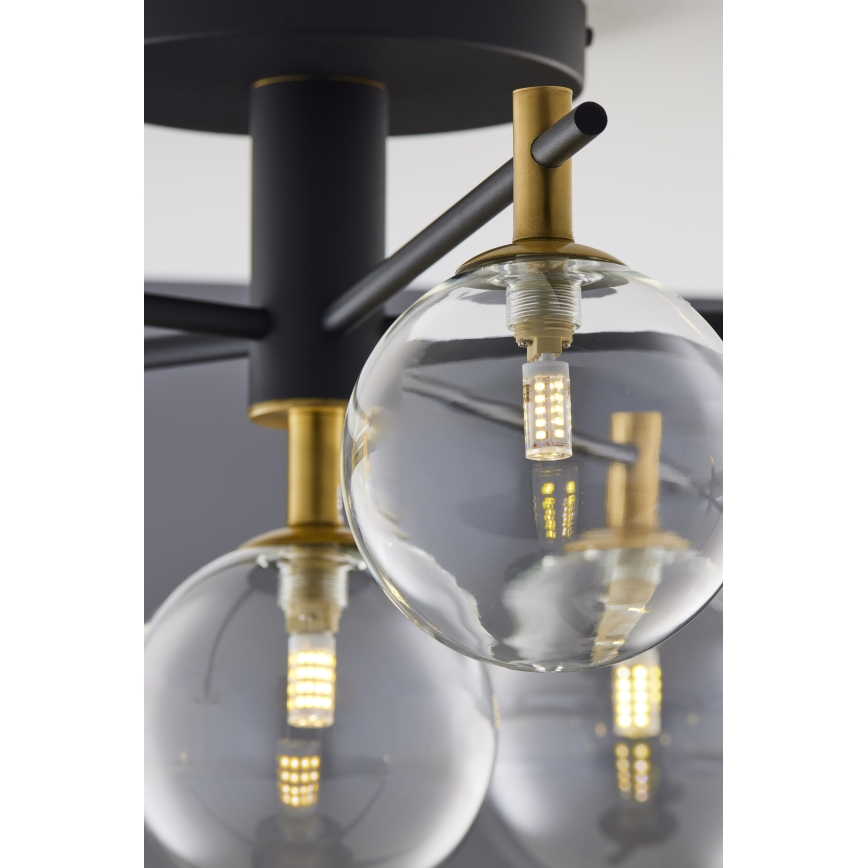 Jupiter 2036 - Πλαφονιέρα οροφής FIGARO 6xG9/10W/230V μαύρο/χρυσαφί/μπεζ/διαφανής