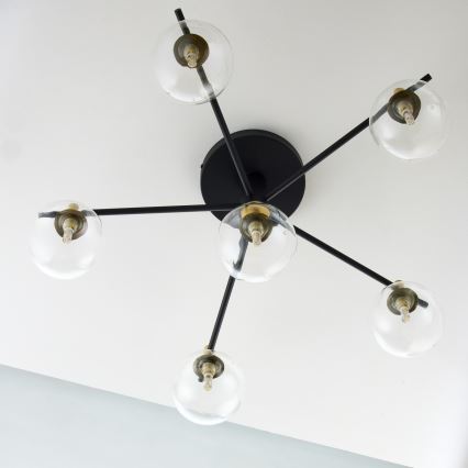Jupiter 2036 - Πλαφονιέρα οροφής FIGARO 6xG9/10W/230V μαύρο/χρυσαφί/μπεζ/διαφανής
