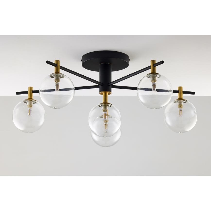 Jupiter 2036 - Πλαφονιέρα οροφής FIGARO 6xG9/10W/230V μαύρο/χρυσαφί/μπεζ/διαφανής