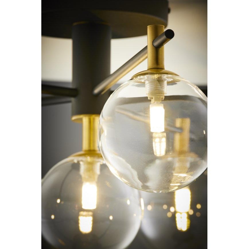 Jupiter 2036 - Πλαφονιέρα οροφής FIGARO 6xG9/10W/230V μαύρο/χρυσαφί/μπεζ/διαφανής