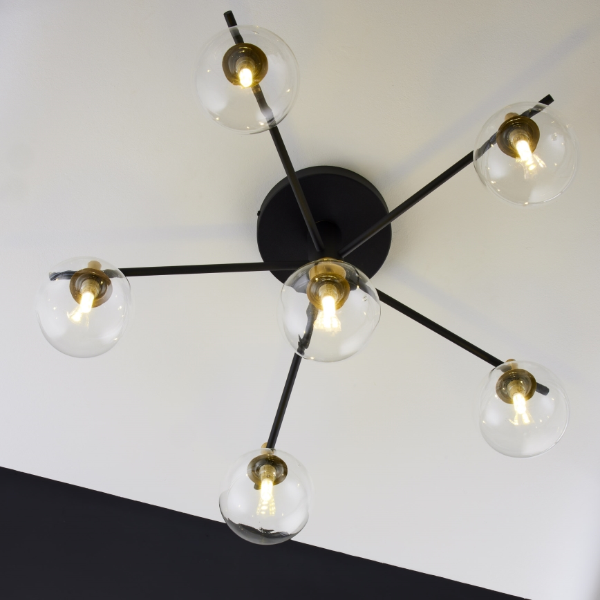 Jupiter 2036 - Πλαφονιέρα οροφής FIGARO 6xG9/10W/230V μαύρο/χρυσαφί/μπεζ/διαφανής