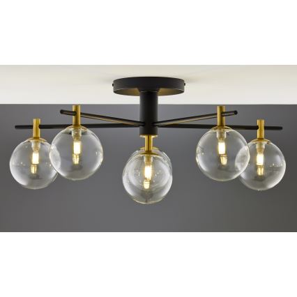 Jupiter 2036 - Πλαφονιέρα οροφής FIGARO 6xG9/10W/230V μαύρο/χρυσαφί/μπεζ/διαφανής