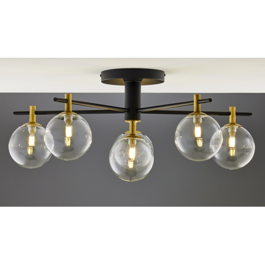 Jupiter 2036 - Πλαφονιέρα οροφής FIGARO 6xG9/10W/230V μαύρο/χρυσαφί/μπεζ/διαφανής