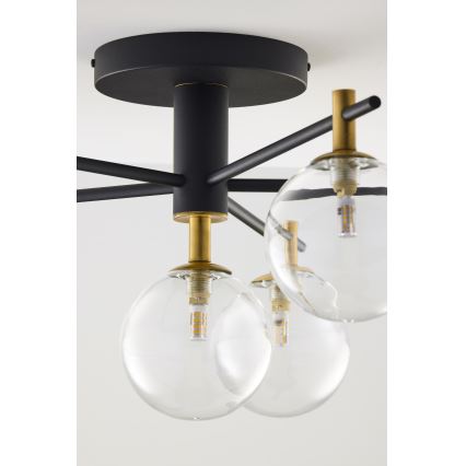 Jupiter 2036 - Πλαφονιέρα οροφής FIGARO 6xG9/10W/230V μαύρο/χρυσαφί/μπεζ/διαφανής