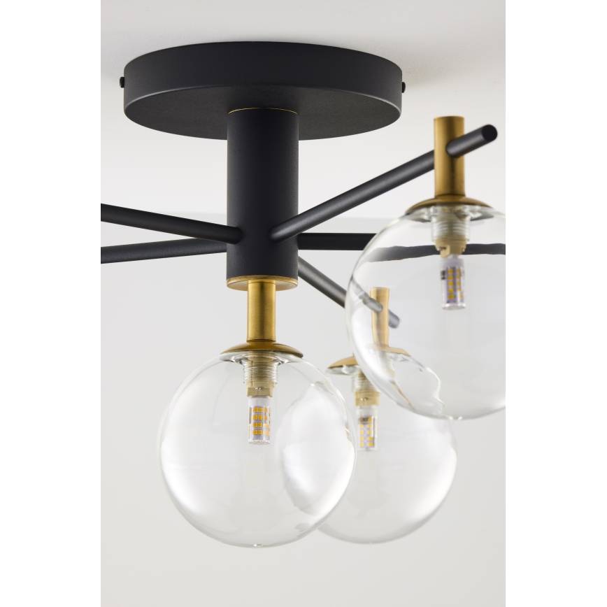 Jupiter 2036 - Πλαφονιέρα οροφής FIGARO 6xG9/10W/230V μαύρο/χρυσαφί/μπεζ/διαφανής