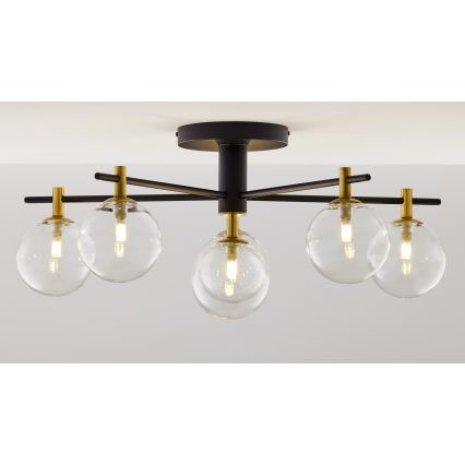Jupiter 2036 - Πλαφονιέρα οροφής FIGARO 6xG9/10W/230V μαύρο/χρυσαφί/μπεζ/διαφανής