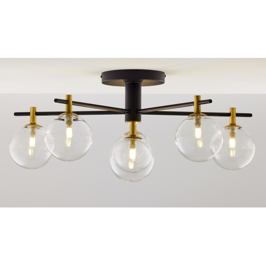 Jupiter 2036 - Πλαφονιέρα οροφής FIGARO 6xG9/10W/230V μαύρο/χρυσαφί/μπεζ/διαφανής