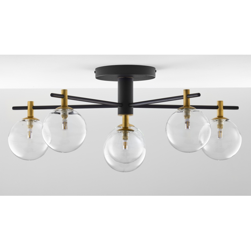 Jupiter 2036 - Πλαφονιέρα οροφής FIGARO 6xG9/10W/230V μαύρο/χρυσαφί/μπεζ/διαφανής